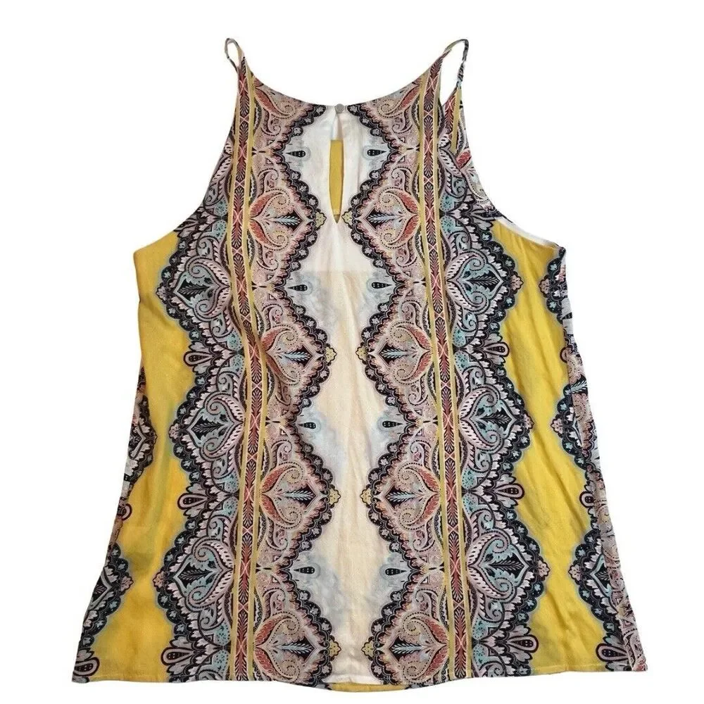 Verse Blouse Womens Medium Alecto Halter Top Colorful Yellow Paisley Hippy Shirt - Picture 6 of 9